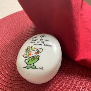 Enesco Dear God Easter Bonnet Mini Trinket Box 1982 Japan